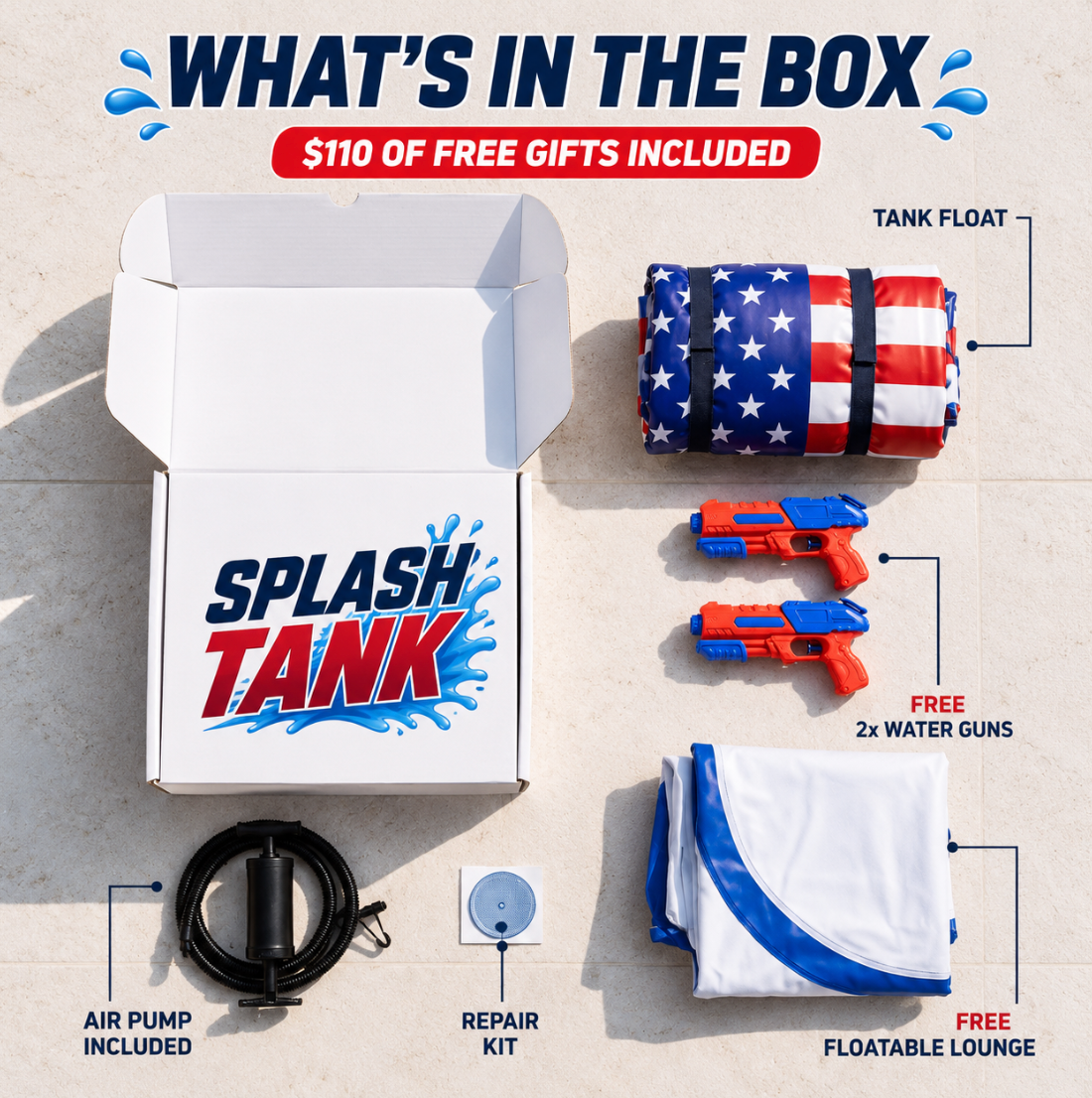 𝗦𝗣𝗟𝗔𝗦𝗛𝗧𝗔𝗡𝗞™ - Floatable Pool Tank